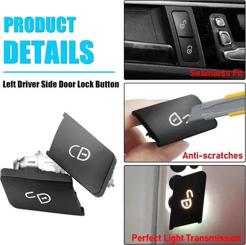 Miniatura 4 de Jaronx Compatible con interruptor de bloqueo de puerta Mercedes Benz, botón de desbloqueo para B W246, Clase C W204, Clase E W212, ML W166, CLA
