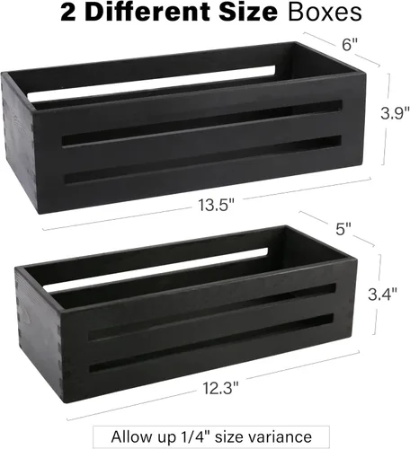 Miniatura 2 de LotFancy Caja de decoración de baño, paquete de 2 soportes de madera para papel higiénico, cesta negra para tanque de inodoro, cesta de Negro