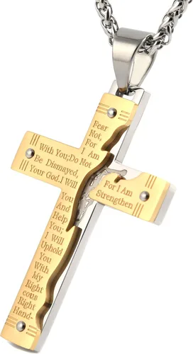 Miniatura 8 de Hzman - Collar con pendiente para rezo de crucifijo de Jesucristo, de acero inoxidable, para hombres