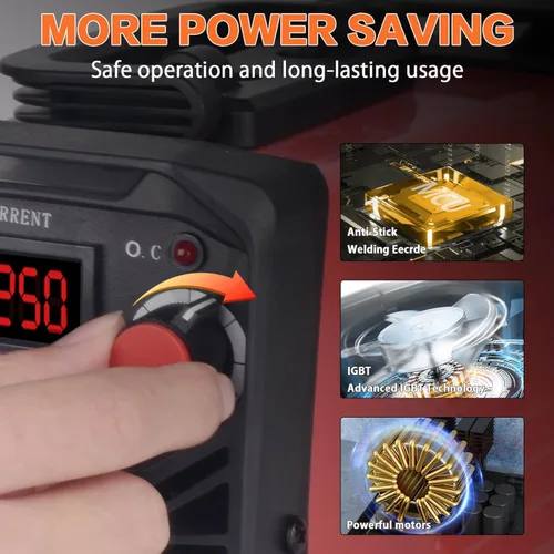 Miniatura 6 de Super Mini Stick Soldador de 110V 250A ARC Máquina de soldadura portátil MMA para principiantes, máquina de soldadura con 10 herramientas de varilla