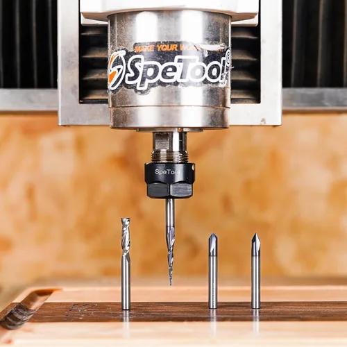 Miniatura 5 de SpeTool Juego de Brocas de Router CNC para Talla de Perfil en V con Ranura de Gravación de Carburo Sólido de 1/4 Pulgada de Vástago