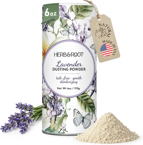 Miniatura 10 de Herb & Root Polvos corporales para espolvorear sin talco. Rosa, vainilla, sándalo, lavanda, jazmín y sets de regalo (tamaño completo, rosa)