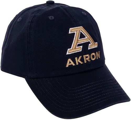 Desert Cactus Gorra de béisbol de la Universidad de Akron con cremalleras UA con borde bordado, correa de tela ajustable, color azul adulto