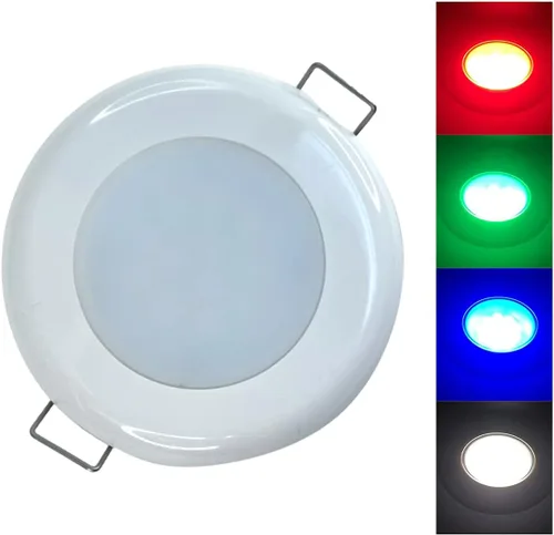 Pactrade Marine Pontón de barco para caravana, rojo, verde, azul, blanco, luz de techo LED de cortesía, carcasa de plástico blanco, lente de