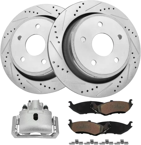 Miniatura 56 de Detroit Axle - Rotores de freno para Ford 2013-2019 Explorer Taurus Flex Lincoln MKT MKS, rotores de freno de disco ranurados perforados de repuesto