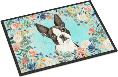 Caroline's Treasures CK3433MAT - Tapete Boston Terrier de 18 x 27 pulgadas, para interiores y exteriores, para entrada, antideslizante, lavable, de