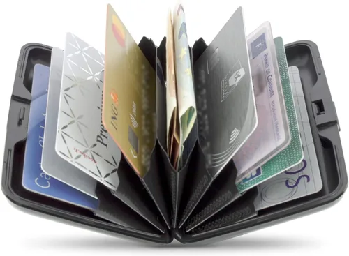 Miniatura 59 de ÖGON -DESIGNS- Portatarjetas de aluminio, protección RFID contra fraude y desmagnetización, billetera compacta, funda inteligente modelo STOCKHOLM V1