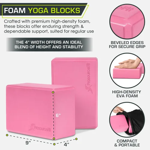 Miniatura 2 de ProsourceFit Foam Yoga Blocks, High Density EVA Yoga Bricks 4”x 6” x 9” (Set of 2)