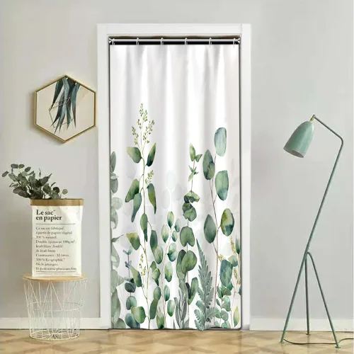 Miniatura 38 de Cortinas de ducha botánicas verdes de 36 x 72 pulgadas, hojas de eucalipto naturales de primavera para minimalismo moderno, decoración de baño, tela