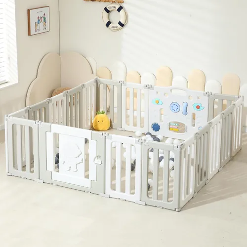 Miniatura 11 de Bestgame Corralito para Bebés, Corralitos Plegables para Bebés y Niños Pequeños, 14 Paneles Corralito Extra Grande para Bebés, Valla Portátil