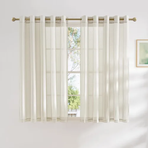 Miniatura 30 de NICETOWN Cortinas de lino traslúcidas con textura de lino de 84 pulgadas de largo, con ojales semitraslúcidos, tratamientos de ventana, privacidad