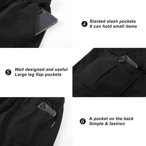 Miniatura 4 de VtuAOL Pantalones cortos cargo para mujer, cintura elástica, cómodos, de algodón, holgados