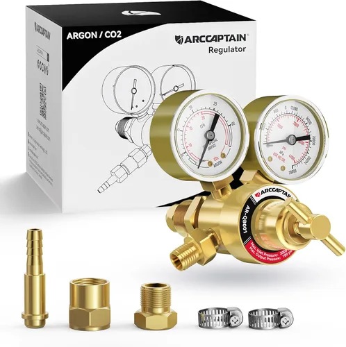 Miniatura 9 de ARCCAPTAIN Reguladores de CO2 de argón con manguera de soldadura de gas inerte de 8.2 pies, regulador de soldadura para MIG y TIG, 0-4000 PSI, 0-30+