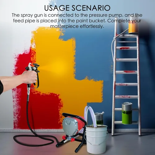 Miniatura 5 de Himalaya Pulverizador de Pintura Sin Aire de Alta Presión - 3000 PSI, 5/8 HP, 650 W, Pintor de Potencia, Ideal para Uso en Interiores de Casa