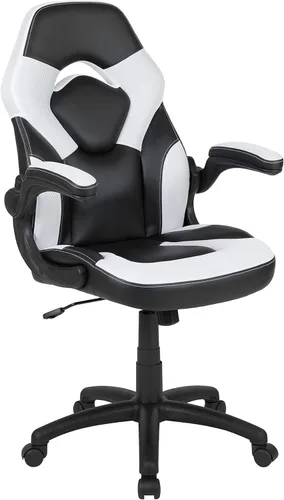Miniatura 19 de Flash Furniture X10 LeatherSoft - Silla de juegos con respaldo alto estilo carreras con brazos abatibles, silla giratoria ergonómica acolchada