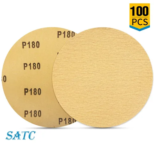 Miniatura 4 de S SATC 100 discos de lija PSA de 6 pulgadas, papel de lija con parte trasera adhesiva de grano 180 para taladro, papel de lija automotriz redondo
