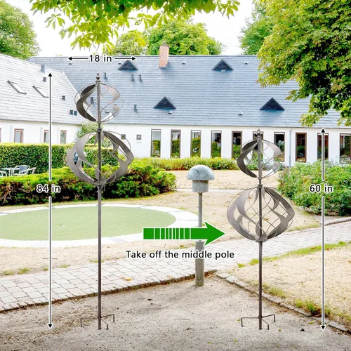 Miniatura 6 de Molinillos de viento al aire libre de metal - Molinillo de viento cinético grande para jardín, molinos de viento para adorno de césped en el patio