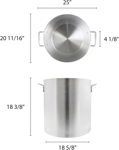 Miniatura 5 de TrueCraftware - Olla de aluminio resistente de 100 cuartos de galón con mango remachado de 0.236 in de grosor- Olla multiusos olla grande para Olla