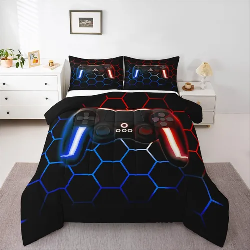 Miniatura 41 de Edredón de videojuegos para niños y adolescentes, juego de ropa de cama individual, juego de edredón para niños y jugadores, decoración del hogar