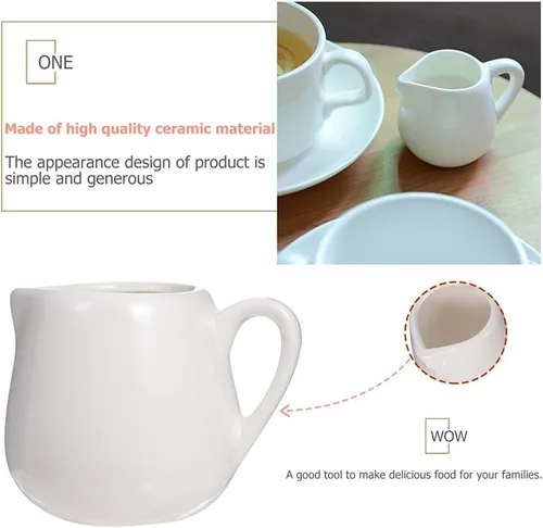 Miniatura 7 de YARNOW Juego de 4 mini jarras de leche de cerámica de 1.6 onzas, jarras de crema de porcelana con asa, tazas pequeñas de cerámica para salsa de café