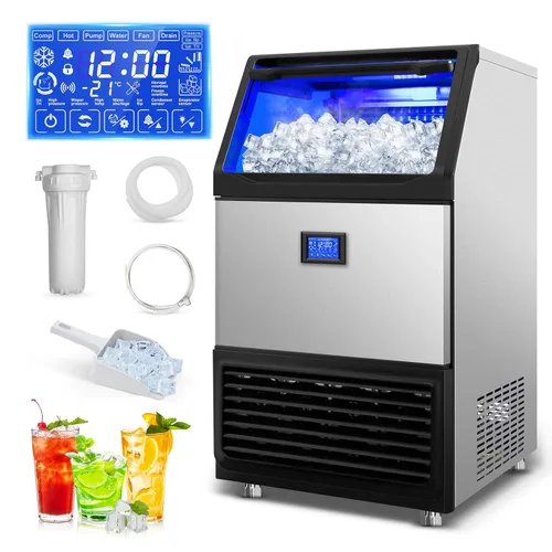 Miniatura 10 de Máquina de hielo Nugget para encimera 40 libras/día, contenedor de hielo de 10 libras, máquina de hielo de pellets suaves masticables de acero