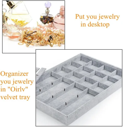 Miniatura 2 de Oirlv - Bandejas de terciopelo apilables para joyas organizador de joyas bandejas de almacenamiento
