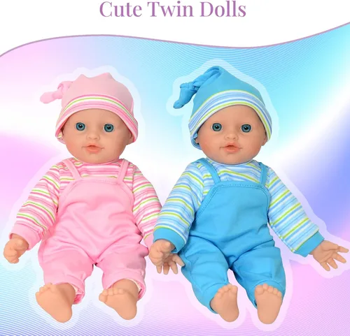 Miniatura 3 de The New York Doll Collection Muñeca de bebé gemelos de 12 pulgadas, muñecas de bebé gemelas de cuerpo suave (12 pulgadas caucásicas)
