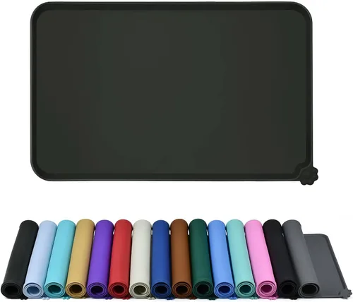 Miniatura 14 de Reopet Tapete de silicona para cuenco de perro y gato, antiadherente, para alimentos, impermeable, varios colores, tamaños y propósitos Gris