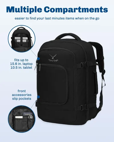 Miniatura 5 de Hynes Eagle Mochila de viaje 40L aprobada para vuelo, mochila de mano para hombre, gran cabina, fin de semana, mochila para computadora portátil