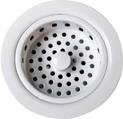 Miniatura 7 de Westbrass D2165-50 Colador de cesta de cocina grande estilo poste con brida de eliminación de residuos y tapón, capa en polvo blanco Blanco
