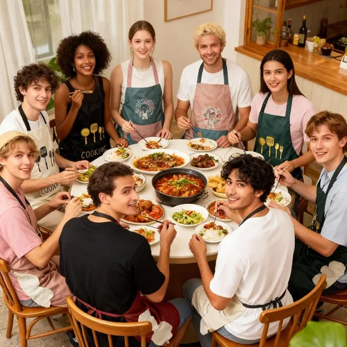 Miniatura 4 de DILLMAN Delantal de cocina para mujer con bolsillos para limpiar las manos, bolsillo grande, limpieza a mano, impermeable para cocinar y hornear Azul