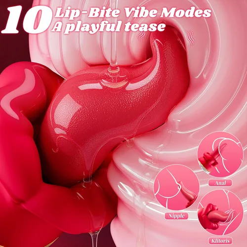 Miniatura 5 de Vibradores de lengua de juguete de rosas, vibrador 5 en 1 para mujeres, juguetes sexuales con 10 modos de vibración bucal y lengua sexual