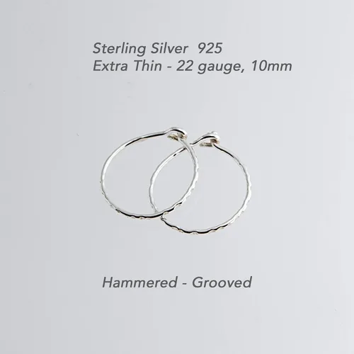 Miniatura 46 de Aretes de plata de ley abiertos para cartílago, tragus, delgados, calibre 22