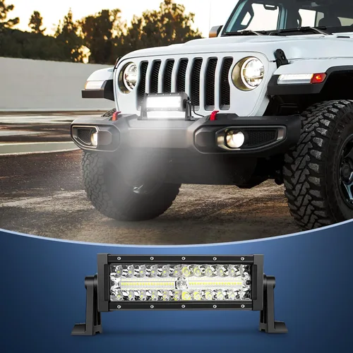 Miniatura 8 de Nilight - Barra de luz LED de 9,5 pulgadas, triple fila, haz de inundación y foco combinado, 64 LED, luces de niebla, para conducción, trabajo