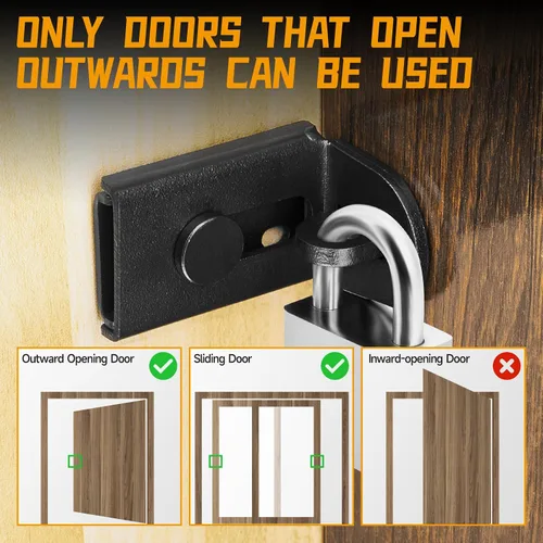 Miniatura 7 de Cerradura de puerta corredera, cerradura de cerrojo de puerta de 90 grados, candado de seguridad de ángulo recto de acero inoxidable con tornillos