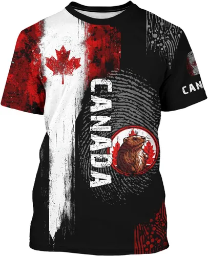 Camisa de hoja de arce canadiense para hombre, camiseta de bandera del día de Canadá, impresión 3D, camisa de manga corta, unisex