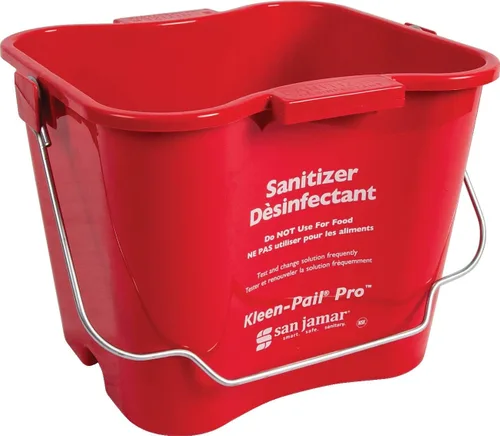 San Jamar Kleen-Pail Pro - Cubo desinfectante con asa de alambre para limpieza, cocinas, restaurantes y uso de conserjería, plástico, 6 cuartos de