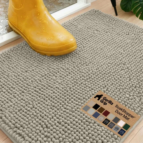 Miniatura 14 de GORILLA GRIP SOAKSTOPPER - Tapete para puerta de perro, 30 x 20 pulgadas, lavable a máquina, absorbente, captura la humedad, barro, suciedad, Negro