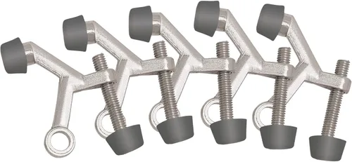 Miniatura 12 de Design House - Topes de puerta con resorte, puntas de goma acolchada, aleación de zinc resistente, fácil instalación, latón pulido, paquete de 10