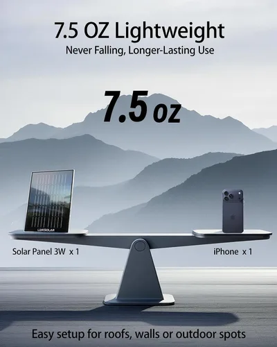 Miniatura 5 de Panel solar para cámara de seguridad, cargador solar de 3 W con enchufe de barril y puerto USB C para cámara de batería recargable al aire libre