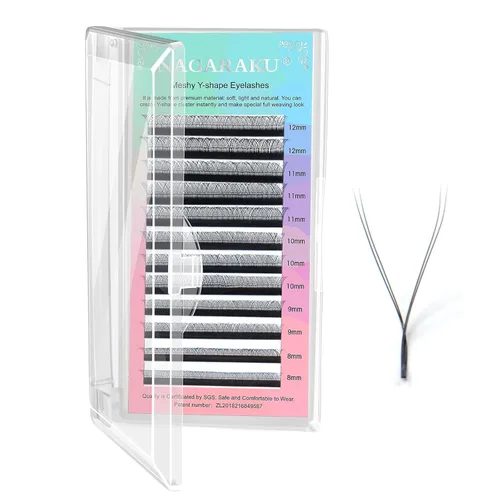 Miniatura 171 de Suministros de extensiones de pestañas NAGARAKU yy, pestañas falsas 0.05mm rizado D, bandeja mixta 8-12mm, prefabricadas 4D, abanico fácil, volumen