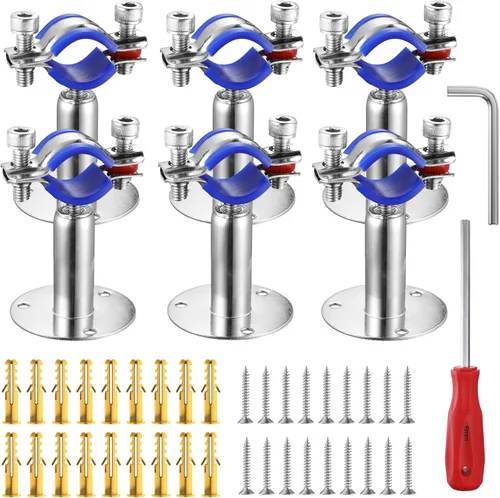 Miniatura 9 de 6 piezas de soportes de tubo para montaje en pared y techo, de acero inoxidable 304, adecuados para tubo con diámetro exterior de 15-19 mm, altura