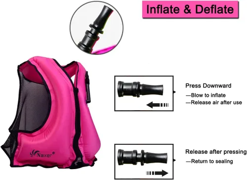 Miniatura 5 de NAXER Chaquetas inflables de flotabilidad, chalecos de esnórquel para adultos, kayak, kayak, esnórquel, traje de esnórquel de 90 a 200 libras, fácil