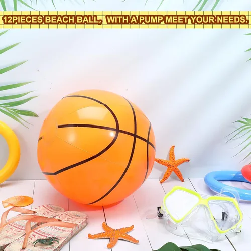 Miniatura 4 de Chivao 24 pelotas de playa inflables de baloncesto de 16 pulgadas, bolas de playa inflables a granel, regalos de fiesta temática de piscina, juguete