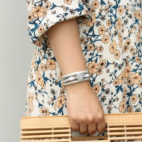 Miniatura 7 de FANCY SHINY - Pulsera de cuero de estilo bohemio con cierre magnético y cuentas de cristal, regalo para mujeres, adolescentes y niñas