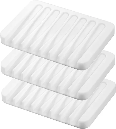 Miniatura 17 de Jaboneras autodrenantes, 3 piezas de silicona para jabón, escurridor de cascada para baño, prolonga la vida del jabón, mantiene las barras de jabón