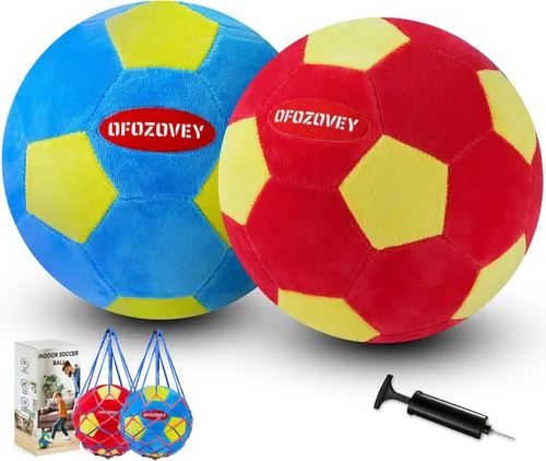 Paquete de 2 pelotas de fútbol para interiores, tamaño 4, pelotas de fútbol acolchadas para el interior de tu hogar, pelota de espuma suave y segura