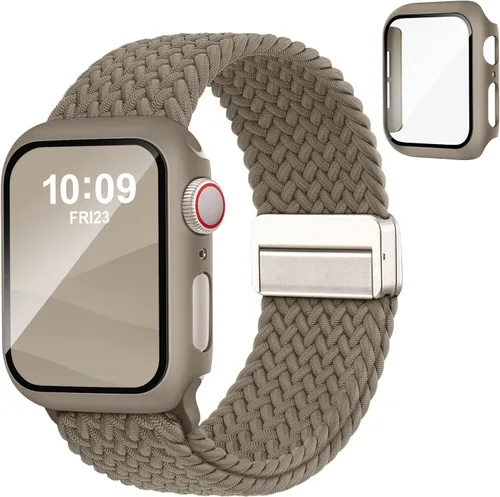 Miniatura 11 de Acextro Correa trenzada magnética y estuche compatible con Apple Watch Bands para mujeres y hombres 40mm 44mm 41mm 45mm 42mm 46mm, cubierta