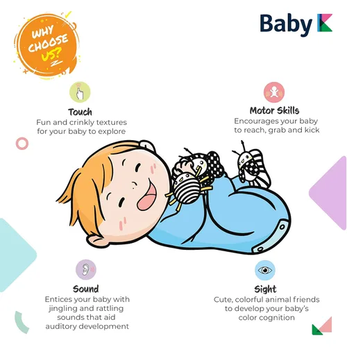 Miniatura 5 de BABY K Calcetines Sonajero para Bebé y Juguetes de Muñeca (Set E) – Juguetes para Recién Nacidos para Bebé Niño o Niña – Juguetes para el Desarrollo