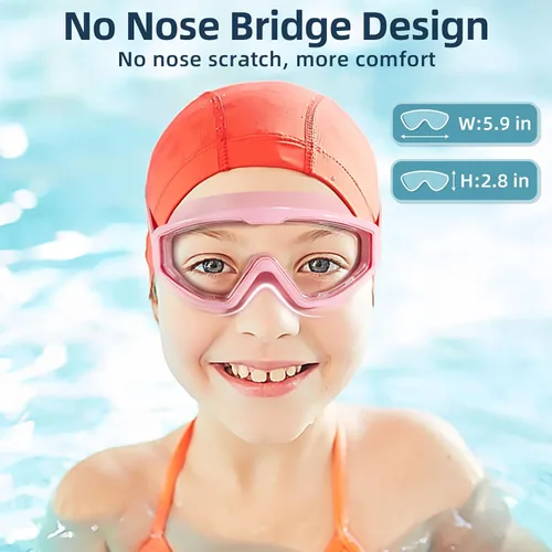 Miniatura 7 de Freela Gafas de natación transparentes para niños de 3 a 15 años, antiniebla, sin fugas, para piscina, playa, natación 2. cian y rosa